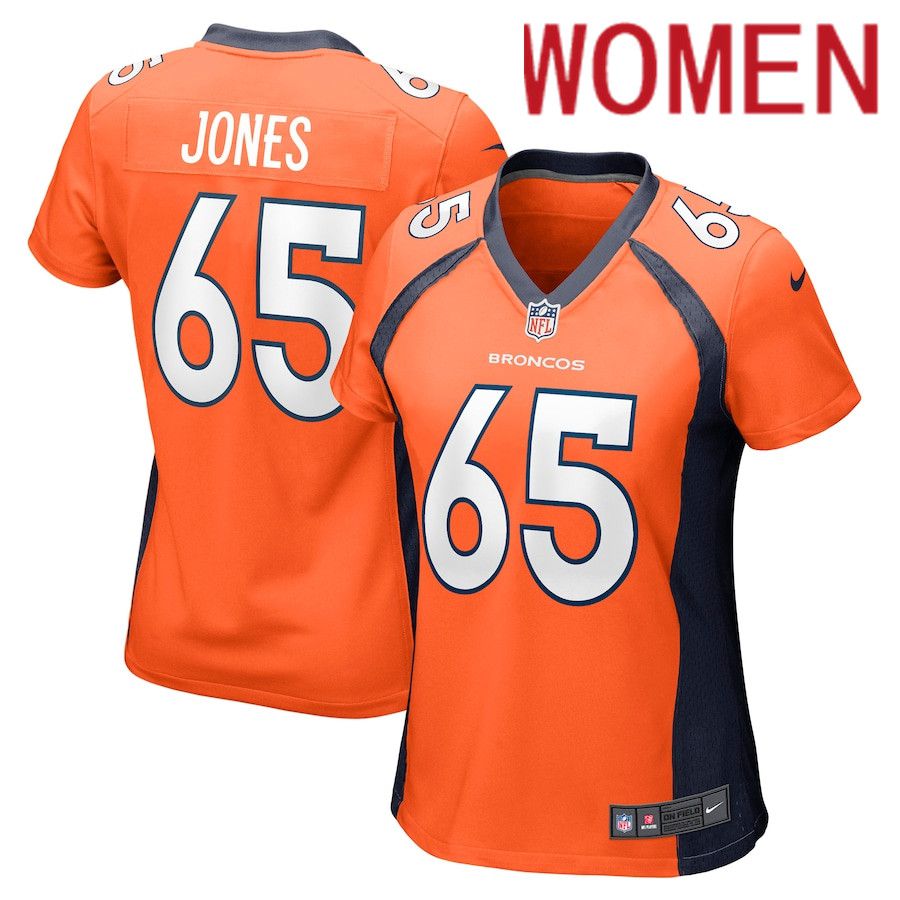 Women Denver Broncos 65 Brett Jones Nike Orange Nike Game NFL Jersey